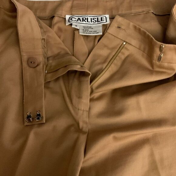 Carlisle Pantsuit Jacket Capri Pants Camel Safari Tan Cotton Blend Women Size 14 - Picture 5 of 15